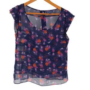 Navy blue, purple, pink, orange sheer floral too American Eagle size medium